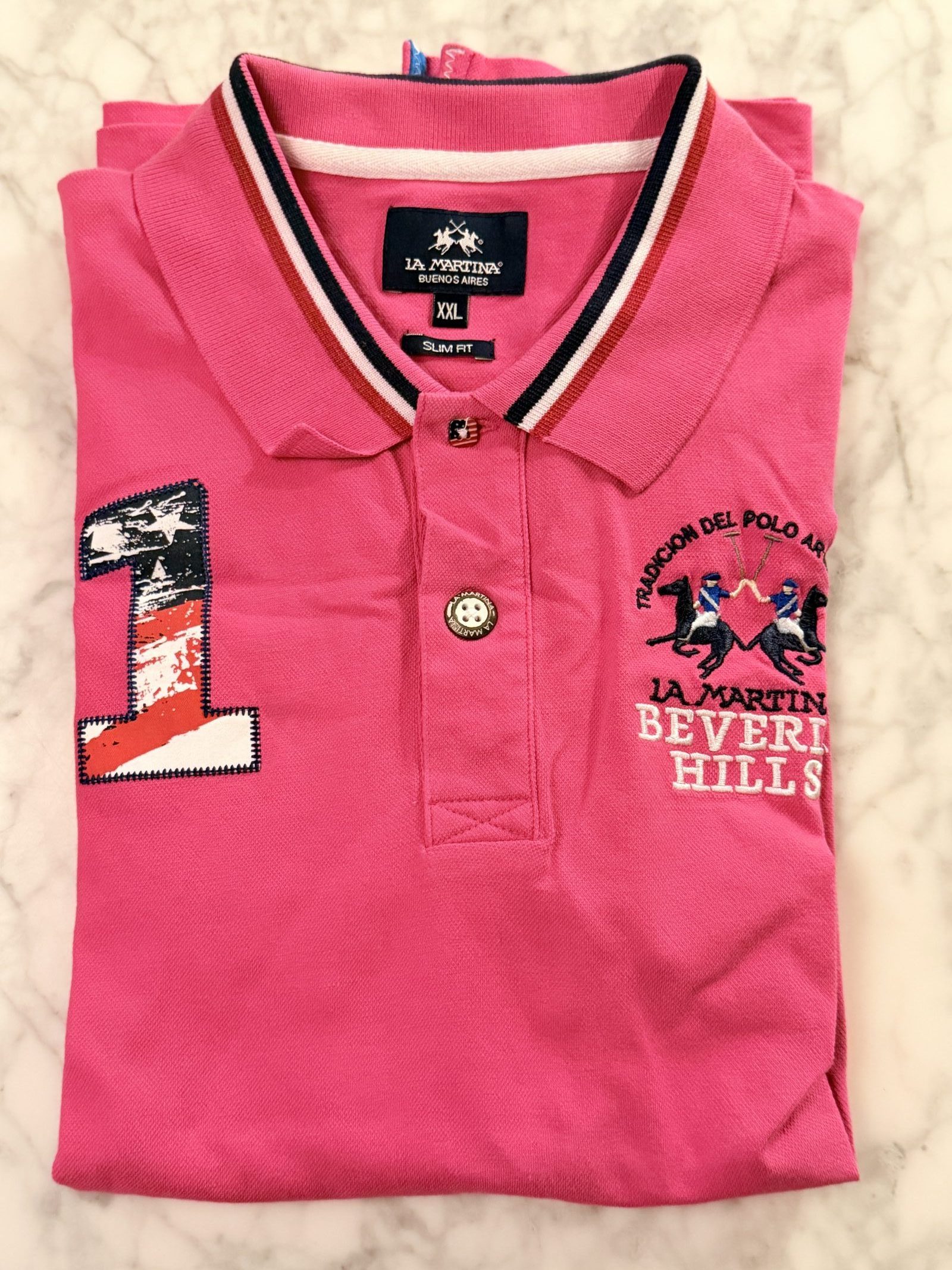 La Martina Polo-Shirt Beverly Hills Pink Slim Fit XXL