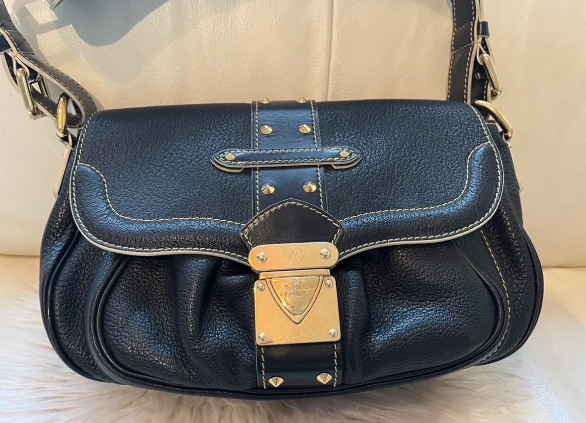 Louis Vuitton Handtasche schwarz mit Goldverschluss „le confident“